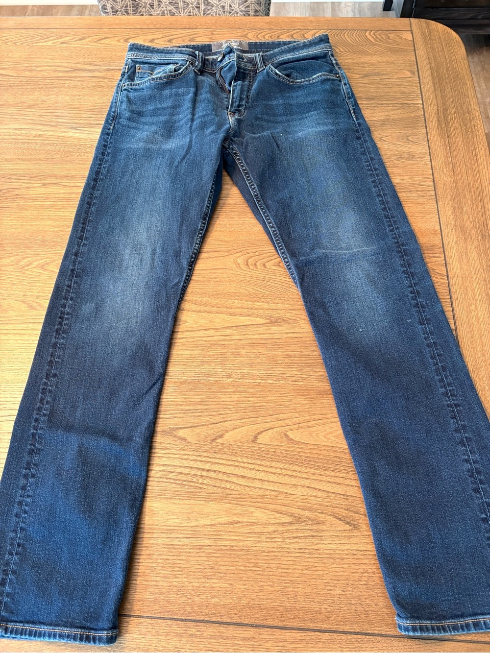 Men's Slim Straight Jeans in Dark Blue Wash
